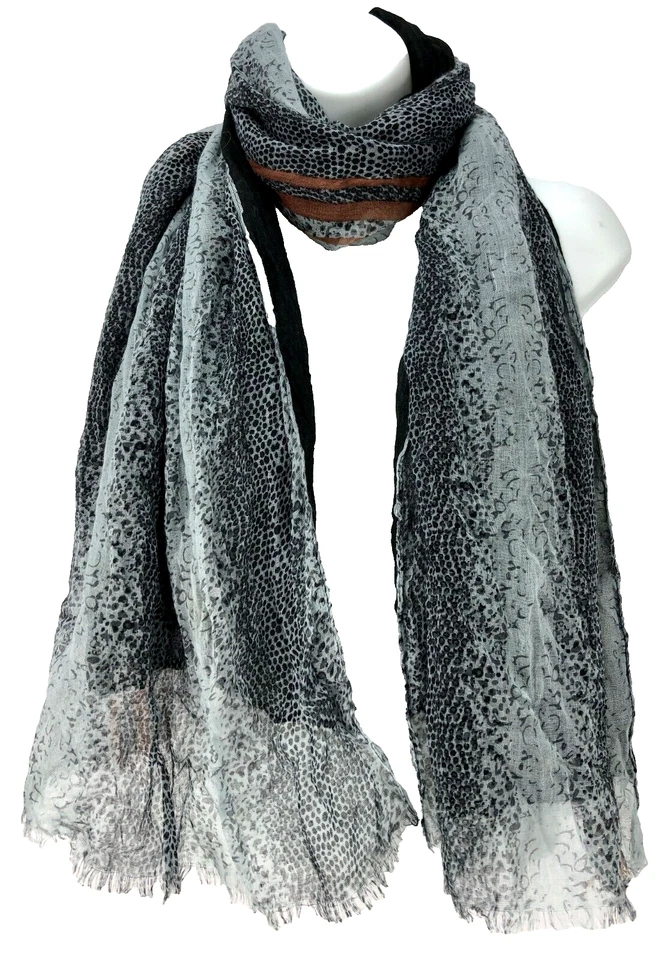 Bufanda para mujer D&Y 2 capas gris/negro/óxido unos 20 x 67 flecos cortos Foto 2 de 4