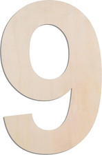 12 Inch Large Wooden Number 9, 1/4 in Thick Big Wood Number for Crafts and Wall