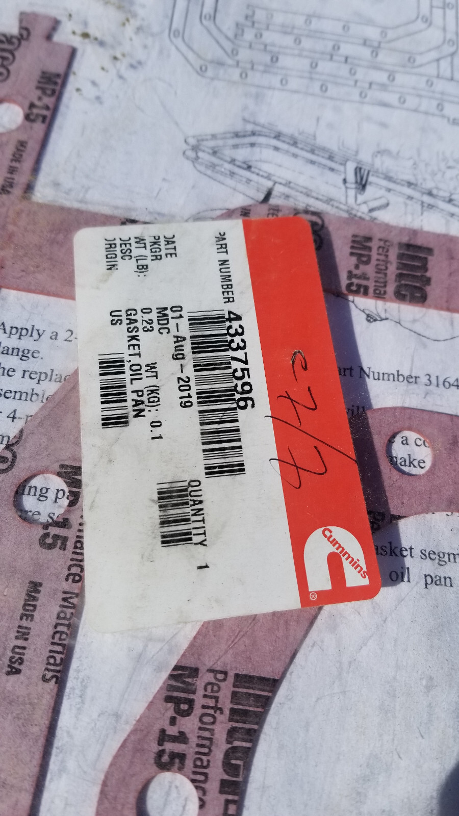 Cummins Oil Pan Gasket 4337596 | eBay 