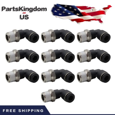 NEW (qty10) 1/4'' OD Tube X 1/4'' NPT Pneumatic Elbow, push to Connect Air Fitting