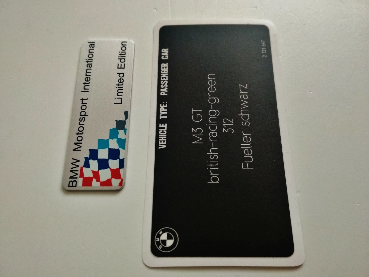 BMW M3 E36 GT Custom made set of Replacement Sticker+Plaque 