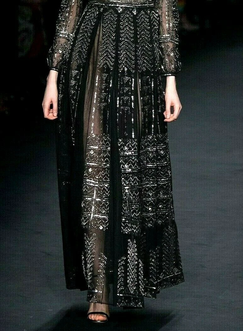 Valentino — New $17000 VALENTINO Embellished Long Maxi Black Dress Runway Skirt US 2 4 IT 40