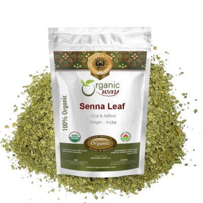 ORGANIC WAY LLC Organic Way Senna Leaf Cut & Sifted - Organic, Kosher & USDA Certified