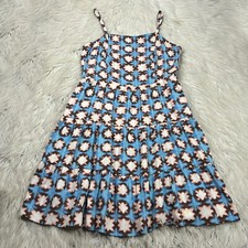 LOFT Women's 4 Blue Printed Tiered Fit Flare Dress Sundress