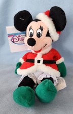 Vintage Disney Store SANTA MINNIE MOUSE Mini Beanbag Plush New w/Tags