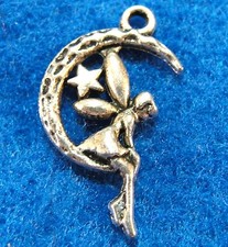 50Pcs. WHOLESALE Tibetan Silver ANGEL Moon Star Charms Pendants Ear Drops Q0648