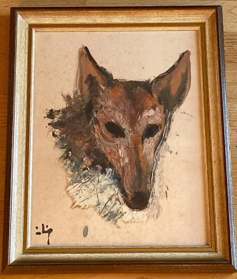 Ilio Burruni 1917-2016.  Fuchsstudie in Ol auf Papier. Rahmen: 38x48 cm. Mängeln - Bild 1 von 4