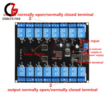 DC 7V~38V 16-Channel Serial Relay USB Controlled Power Supply Module for Lights