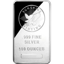 100 oz Silver Bar - Sunshine Minting .999 68.63 per troy oz