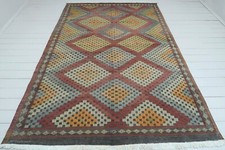 Vintage Turkish Rug For Sale, Embroidered Kilim 70"x109" Area Rugs, Kelim Carpet