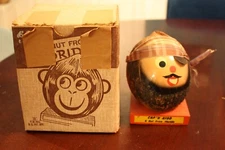 VINTAGE NUTSIE COCONUT BANK CAP'N KIDD WITH BOX TROPIC ART NOVELTY MIAMI FLORIDA