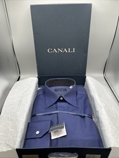 New Men  s Canali Dress Blue Diagonal Stripe Dress Shirt Size 39 A511