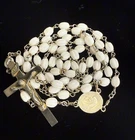 Vintage White Milk Glass Melon Bead Catholic Rosary