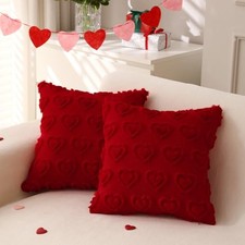 Valentines Day Throw Pillow Covers 20x20 inch Set of 20" x 20" Pack of 2 Red