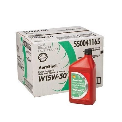 AeroShell Oil W 15W-50 Multigrade Semi-Syn Aircraft Engine Oil - 12 Quart/Case