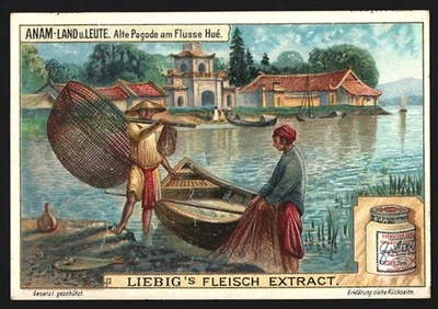 Photo de collection Liebig, pays d'Anam et les gens, vieille pagode au bord... - Photo 1/2