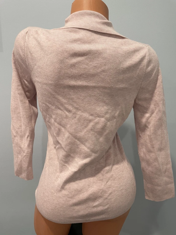 Casa Blanca Mercado Negro Talla M Nuevo Sin Etiquetas Cuello Botón Suéter Top Manga 3/4 Foto 4 de 4