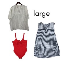 Large 3Item H M Bodysuit MadeInUSA popover VictoriasSecret Coverup/MidiSkirt