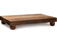 Wood Pedestal Stand Kitchen Soap Tray Farmhouse Wooden Riser Stand 9"x6" Brown