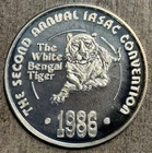 1986 Troy Oz .999 Silver Proof IASAC Round 2nd Annual Convention Bengal Tiger
