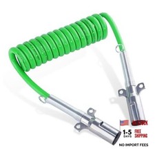 7 Way Coiled Trailer Cord 13.5 FT ABS Heavey Duty Electrical Power Cable Coil