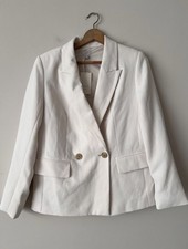 Blazer Jacket Womens Cream One Button Size S