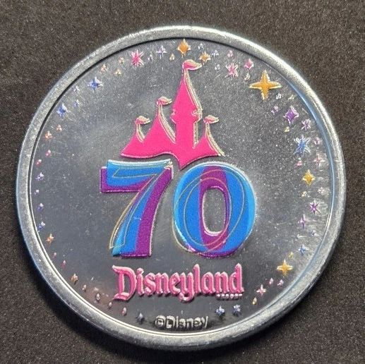 Disney Disneyland 70th Anniversary Colored Coins Set Of 8 Medallions Colorized - Image 4 of 4