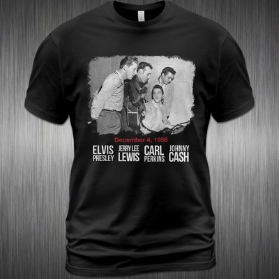 Cotton T-Shirt Sun Records Album Tee Elvis Presley Jerry Lee Lewis Carl Perkins