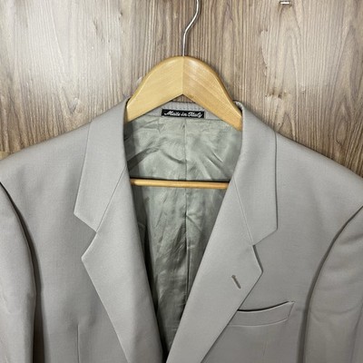 Conte di Roma Blazer Jacket Mens 42R Beige Solid Wool Two Buttons Italy Made