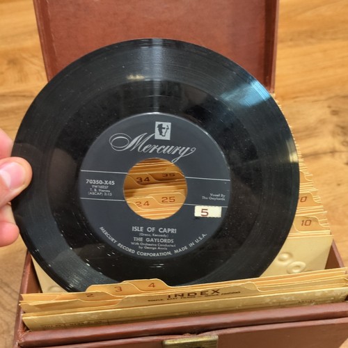 Vintage Amfile Case for 45 Vinyl Records Retro Style + 75 Records - Foto 4 di 14