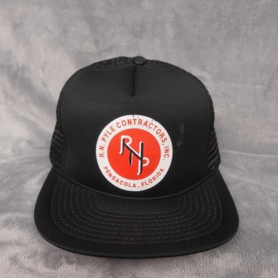 R.N. Pyle Contractors Hat Cap Snap Back Black Trucker Mesh Patch Pensacola Mens