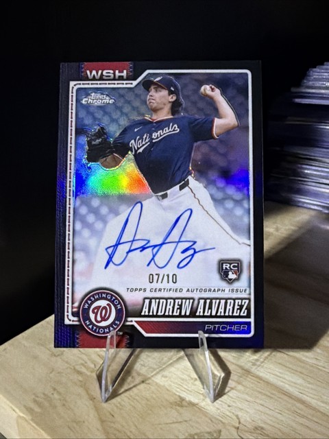 2026 Topps Chrome MLB Andrew Alvarez RC Auto True Black 07/10 Washington Nats