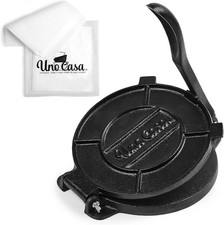 Pre-Seasoned 8-Inch Taco Press with Parchment Paper - Perfect for DIY Flatbreads