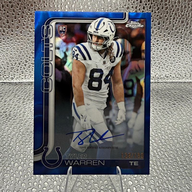 Topps 2025 Chrome Tyler Warren blue lava RC on Card auto #RA-TWA 138/150