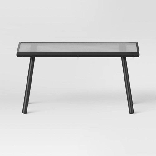 Glass Rectangle Outdoor Patio Coffee Table Black - Room Essentials - Picture 2 of 3