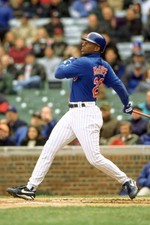 Fred McGriff Chicago Cubs bats during an MLB game at Wrigley Field- Old Photo