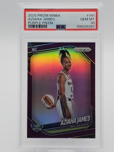 AZIAHA JAMES 2025-26 PANINI PRIZM WNBA ROOKIE V PURPLE /149 WINGS PSA 10 Q1300