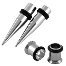 1g Taper and Plugs Stainless Steel Tapers Tunnels Ear Stretching Kit 7mm 4 Pack