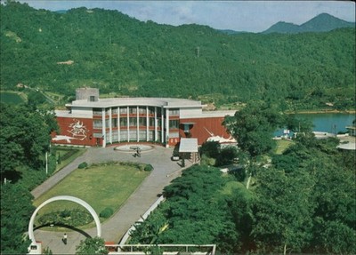 Taiwan Teacher's Hostel at Sun-Moon Lake aerial view ~ postcard sku917