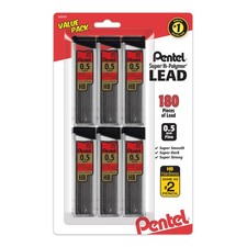 Pentel Super Hi-Polymer Refills, 0.5 mm Fine, 180 Count Pack of 1 , Black