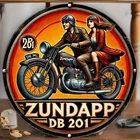 Vintage Tin Metal Sign Zundapp Motorcycle Aluminum Wall Art Round 8x8