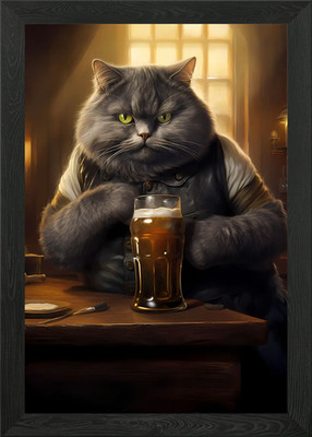 Fat Cat Bier Pub Bar Getränk gerahmtes Wandbild Poster Leinwanddruck Bild