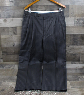 Canali Pants Mens 54 Charcoal Gray Pinstripe Wool Trousers Pleated Made In Italy