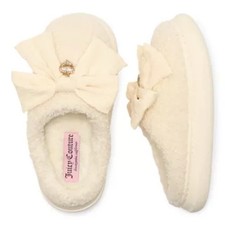 Juicy Couture Light Taupe Chou Bow Gift Boxed Womens Slippers Size Large NEW NIB