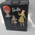 Barbie 1963 Vintage Black Carrying Case Doll Storage Box Cardboard Vinyl