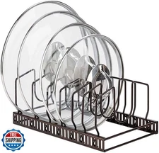 Toplife Pot Lids Organizer Rack for Cabinet and Countertop, 7+ Pa