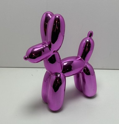 Jeff Koons Style Balloon Dog Art  Hot Pink Sculpture Figurine 10  X 9  X 3 