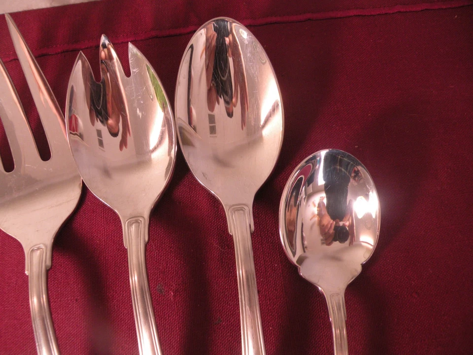 4 porções toalha HAMILTON cetim aço inoxidável 18/8 ALEMANHA colheres garfo + - Imagem 3 de 4