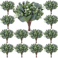 80 Pcs Silver Eucalyptus Stems,Artificial Leaves Seeded Eucalyptus Greenery F...