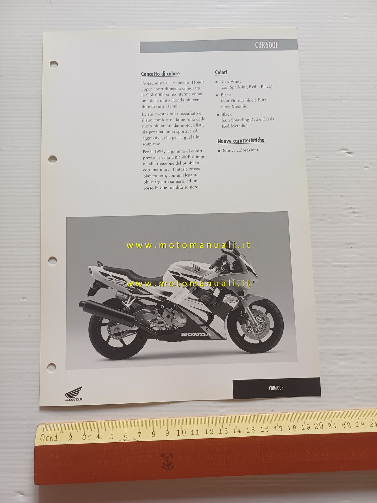 Honda CBR 600 F 1996 presentazione scheda tecnica x rete vendita originale
